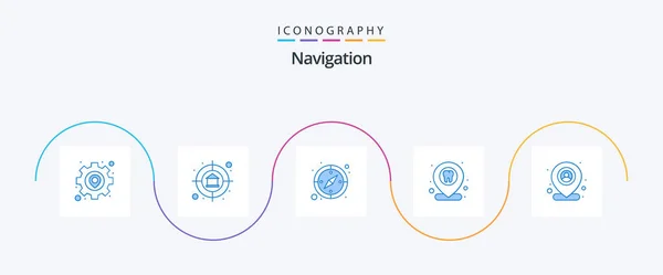 Navigation Blue Icon Pack Including Map User Compass Dentist Location — Archivo Imágenes Vectoriales