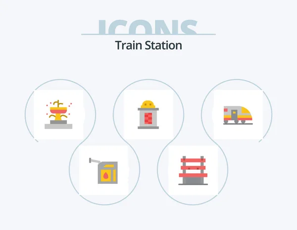 Train Station Flat Icon Pack Icon Design Train Station Buildings — Stock vektor