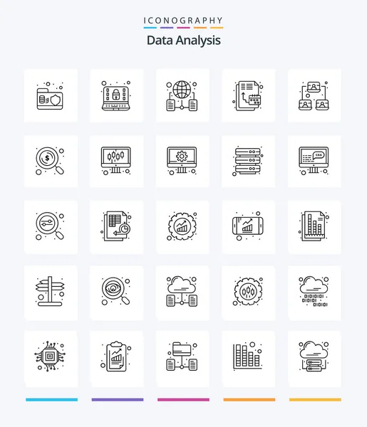 Creative Data Analysis Outline Пакет Значков Такие Таймлайн Цифровая Безопасность — стоковый вектор