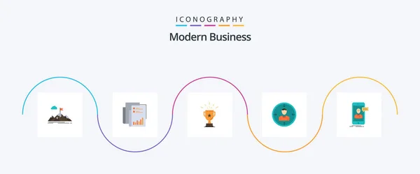 Modern Business Flat Icon Pack Including Business Achievement Analytics Trophy — Stok Vektör