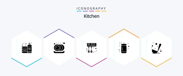 Kitchen Glyph Icon Pack Including Kitchen Cooking Cook Tomato Ketchup — Archivo Imágenes Vectoriales