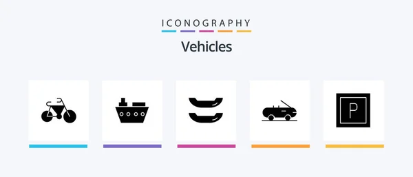 Vehicles Glyph Icon Pack Including Kayak Vehicles Creative Icons Design — Stockvektor