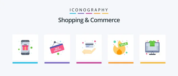 Shopping Commerce Flat Icon Pack Including Online Offer Board Hot — Archivo Imágenes Vectoriales