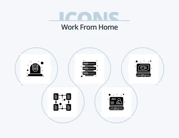 Work Home Glyph Icon Pack Icon Design Call Network Online — Image vectorielle