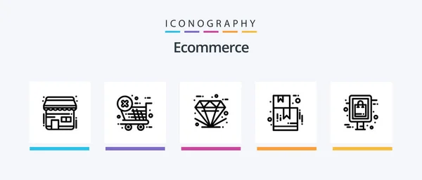 Ecommerce Line Icon Pack Including Gift Shop Clock Time Creative — 图库矢量图片