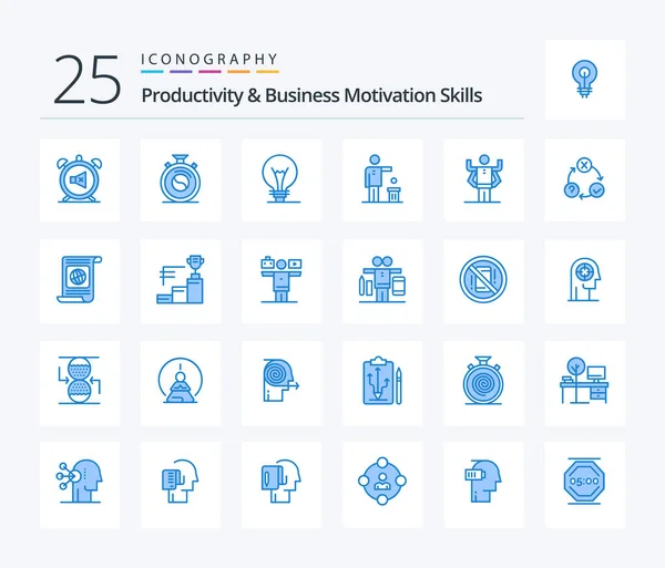 Productivity Business Motivation Skills Blue Color Icon Pack Including Thought — Vector de stock