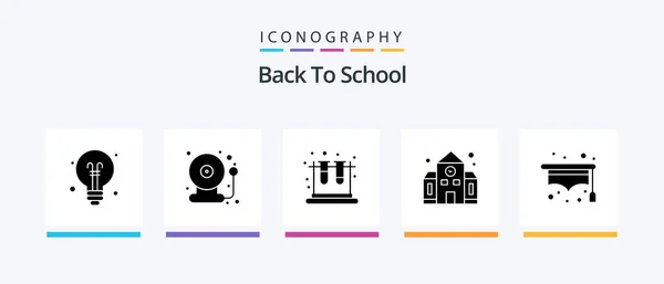 Back School Glyph Icon Pack Including School Back School School — Stock Vector