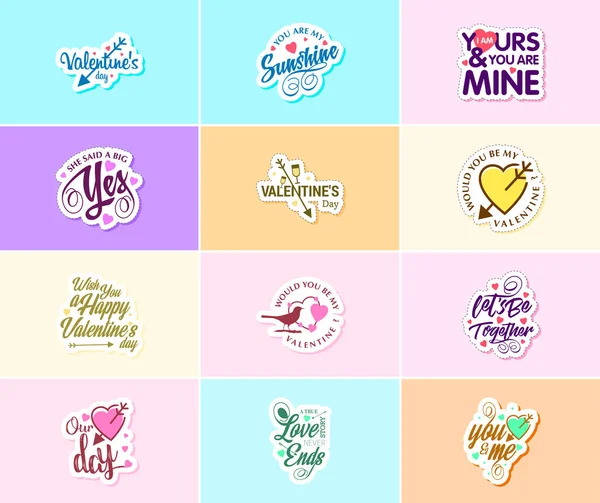 Valentine Day Graphics Stickers Share Your Love Affection — Vector de stock