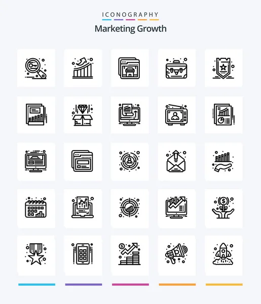 Creative Marketing Growth Outline Icon Pack Optimization Suitcase Case Shopping — Stock Vector