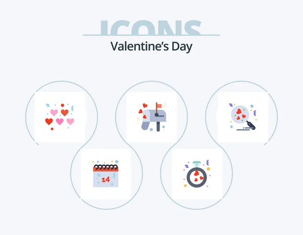 Valentines Day Flat Icon Pack Icon Design Search Heart Hearts — Stockvector
