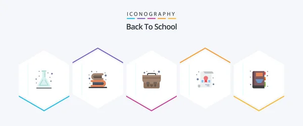 Back School Flat Icon Pack Including Education Back School Read — Stockvector