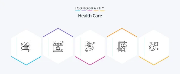 Health Care Line Icon Pack Including Gender Phone Blood Mobile — Wektor stockowy