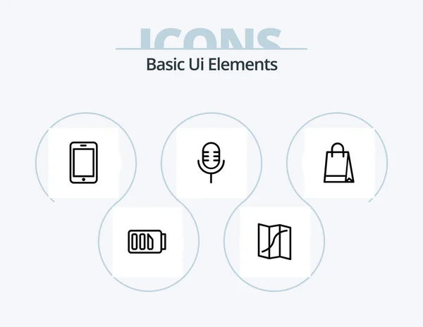Basic Elements Line Icon Pack Icon Design Electricity Charge Print — Stok Vektör
