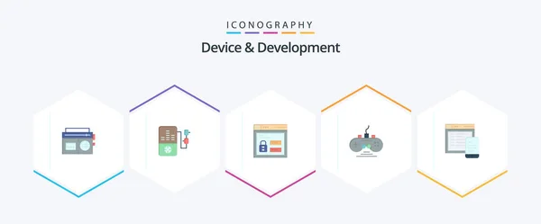 Device Development Flat Icon Pack Including Website Responsive Web Game — Vettoriale Stock