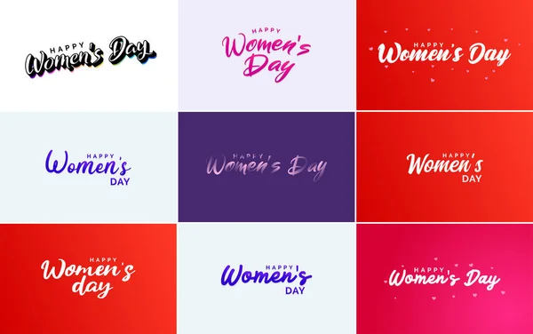 Abstract Happy Women Day Logo Love Vector Design Pink Red — Image vectorielle
