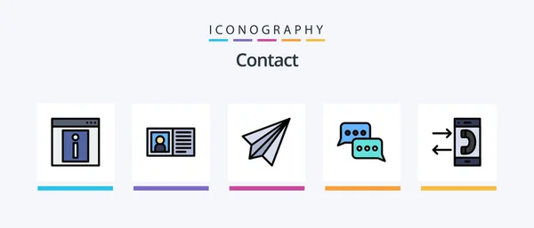 Contact Line Filled Icon Pack Including Convo Contact Mail Contact — Vetor de Stock