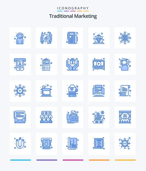 Creative Traditional Marketing Blue Icon Pack Networking Service Writer Royal — Stockvector