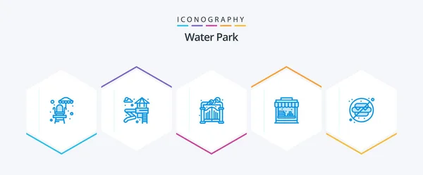 Water Park Blue Icon Pack Including Park Garden Water Food — Vector de stock