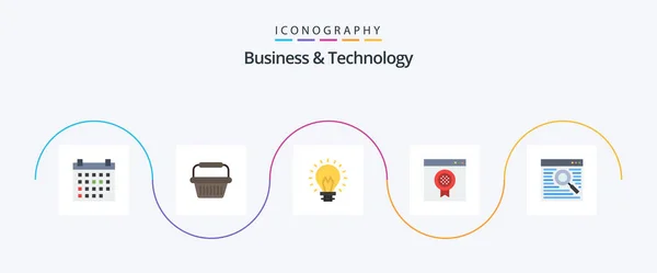 Business Technology Flat Icon Pack Including Online Online Bulb Medal — Stok Vektör