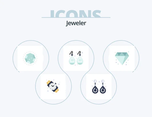 ジュエリーフラットアイコンパック5アイコンデザイン 宝石類 ダイヤモンドだ 宝石類 — ストックベクタ