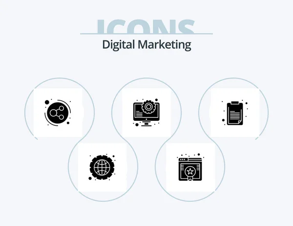 Digital Marketing Glyph Icon Pack Icon Design List Seo Connection — Stok Vektör