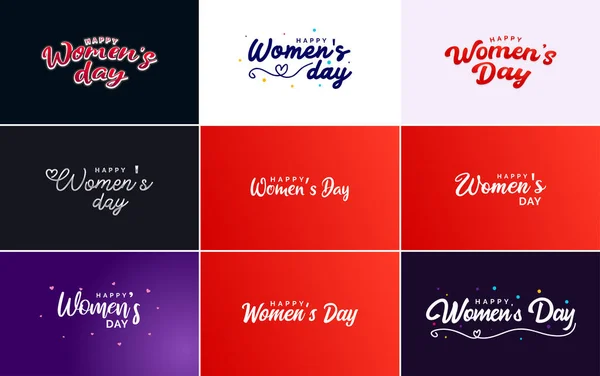 International Women Day Vector Hand Written Typography Background Gradient Color — Vettoriale Stock