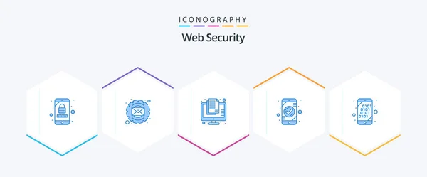 Web Security Blue Icon Pack Including Check Classified Authentication Secret — Stock Vector