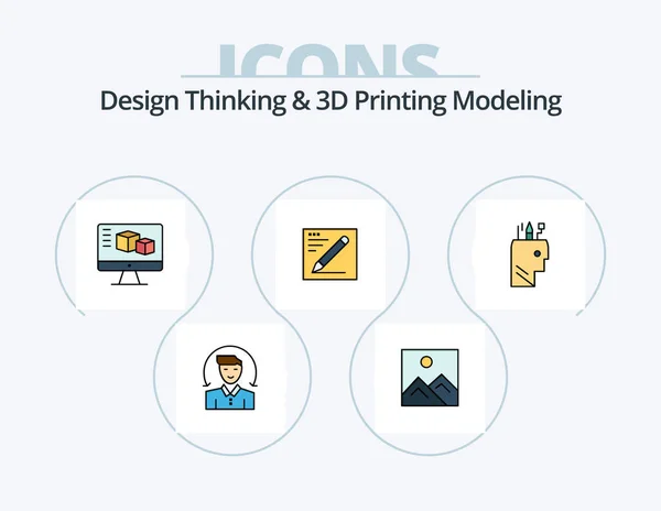 Design Thinking Printing Modeling Line Filled Icon Pack Icon Design — Image vectorielle