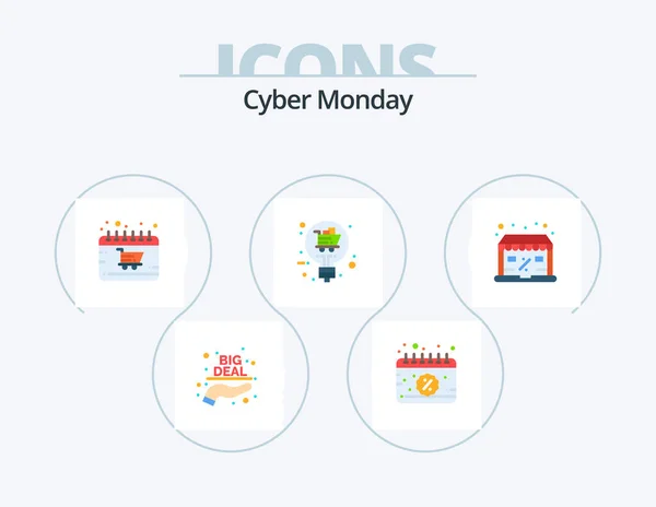 Cyber Monday Flat Icon Pack Icon Design Discount Solution Calendar — Vetor de Stock