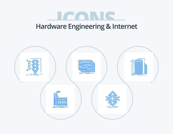 Hardware Engineering Internet Blue Icon Pack Icon Design Custom Card — Stock vektor