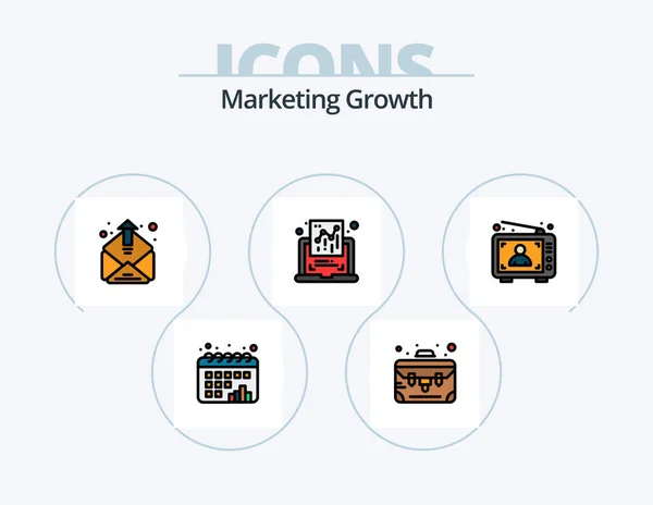 Marketing Growth Line Filled Icon Pack Icon Design Chart Target — Archivo Imágenes Vectoriales