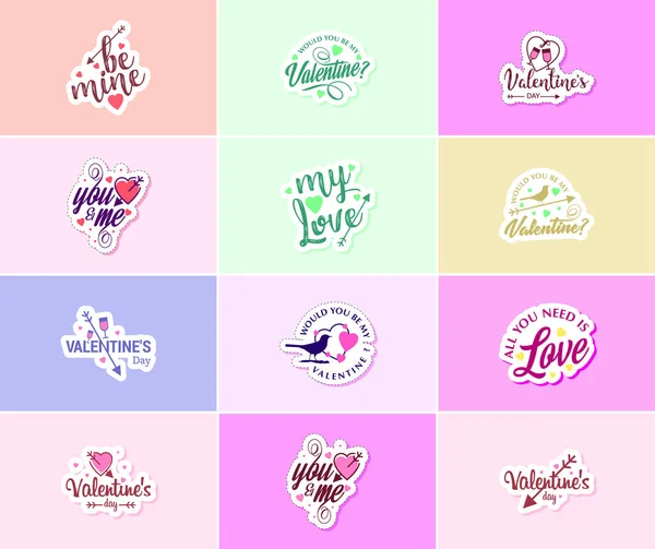 Love Details Valentine Day Typography Graphics Stickers — Stockový vektor