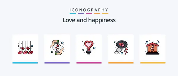 Love Line Filled Icon Pack Including Search Сердце Замок Подарок — стоковый вектор