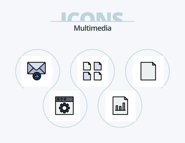 Multimedia Line Filled Icon Pack Icon Design File Page Document — Stock vektor