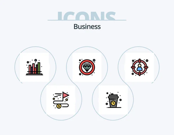 Business Line Filled Icon Pack Icon Design Complete Accomplish Flower — Wektor stockowy