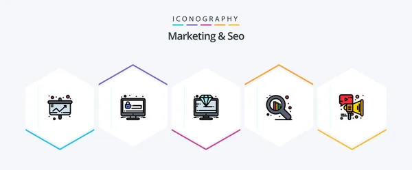 Marketing Seo Filledline Icon Pack Including Advertising Stock Security Seo — Stockvector
