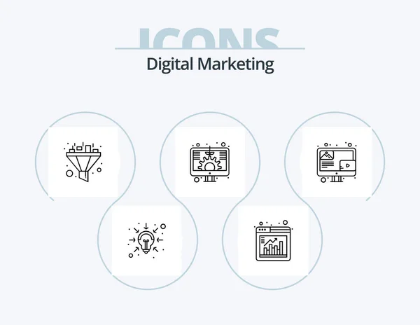 Digital Marketing Line Icon Pack Icon Design Webpage Sound Marketing — Archivo Imágenes Vectoriales