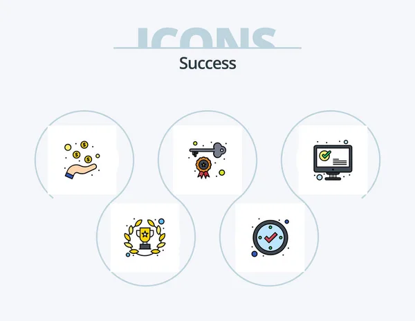 Sucess Line Filled Icon Pack Icon Design Winner Reward Awards — Vector de stock