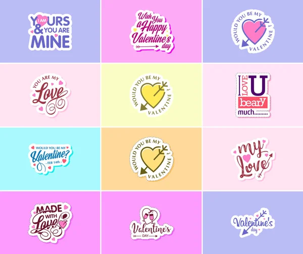 Saying Love You Valentine Day Typography Graphics Stickers — Stockvector