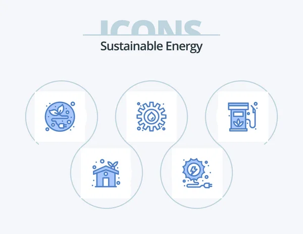 Sustainable Energy Blue Icon Pack Icon Design Gas Diesel Electric — Stockvector