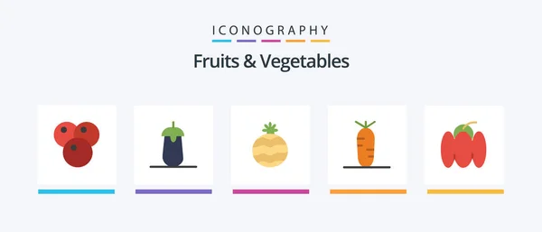 Fruits Vegetables Flat Icon Pack Including Pepper Fruit Food Vegetables — Stok Vektör