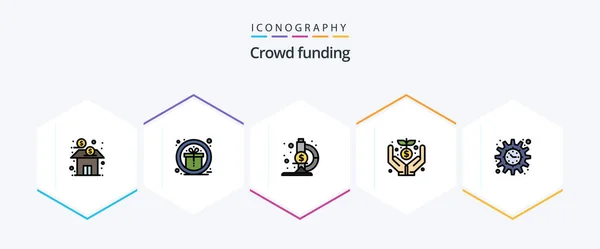 Crowdfunding Filledline Icon Pack Including Project Money Reward Funding Crowd — Vetor de Stock