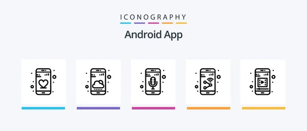 Android App Line Icon Pack Including Mobile App Smart App — Stock Vector