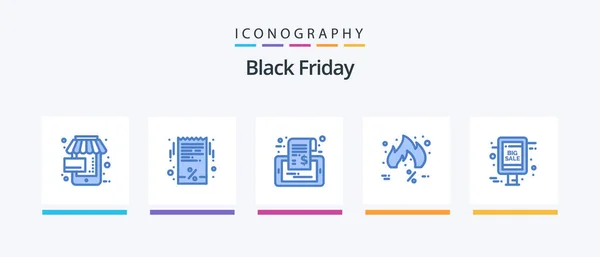 Black Friday Blue Icon Pack Including Trending Hot Label Discount — Image vectorielle
