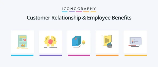 Customer Relationship Employee Benefits Flat Icon Pack Including Cards Sheild — Stockový vektor