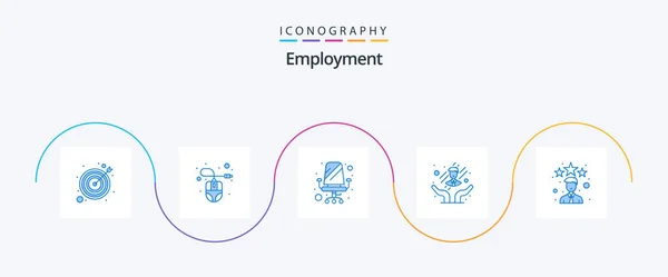 Employment Blue Icon Pack Including Rating Best Chair Employee Care — Stockový vektor