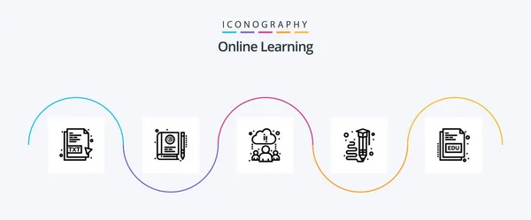 Online Learning Line Icon Pack Including Book Pencil Learning Learning — Stock vektor