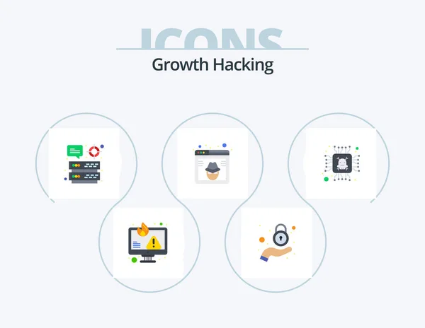 Hacking Flat Icon Pack Icon Design Website Hack Privacy Crime — Stok Vektör