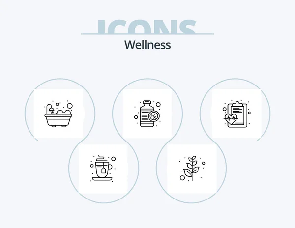Wellness Line Icon Pack Icon Design Infusion Green Tea Outline — 图库矢量图片