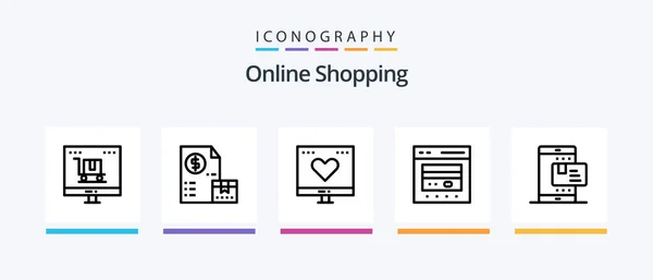 Online Shopping Line Icon Pack Including Money Invoice Shopping Cash — Image vectorielle
